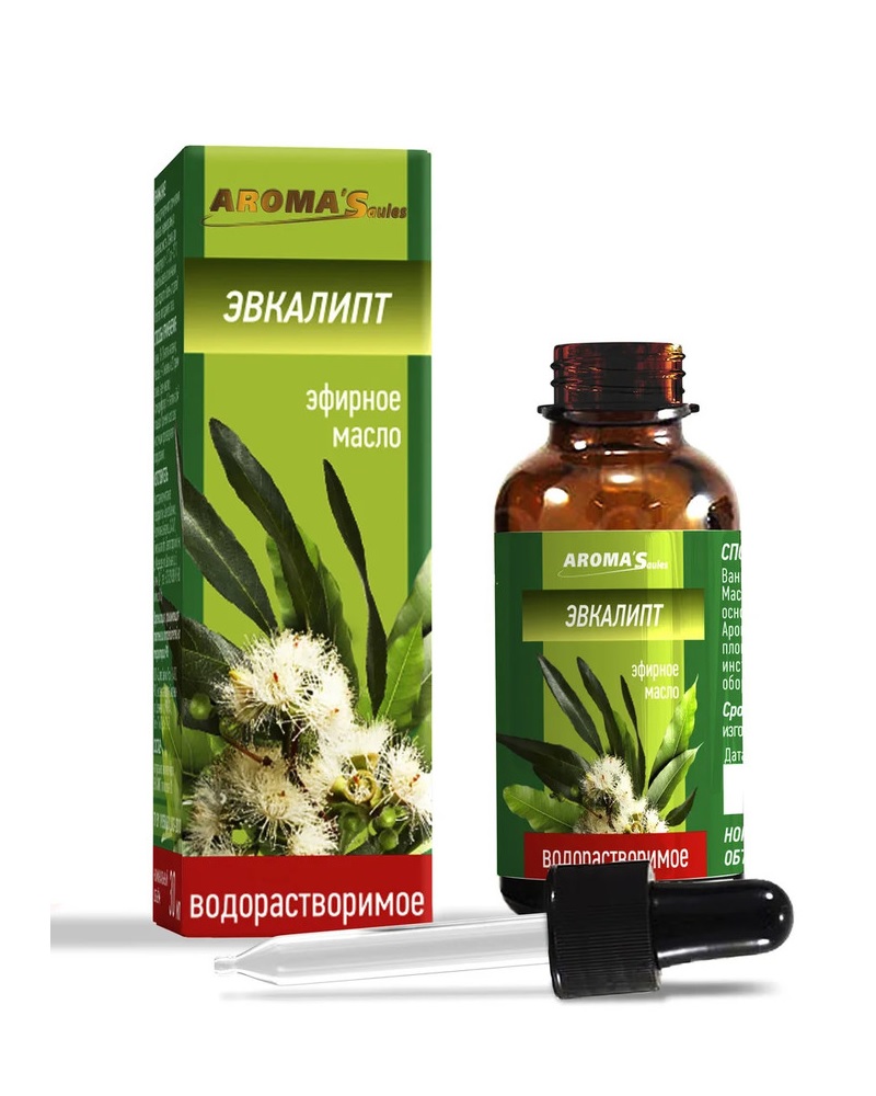 Масло эфирное водорастворимое Эвкалипт AROMA’Saules 30  мл Масло эфирное водорастворимое Эвкалипт AROMA’Saules 30  мл