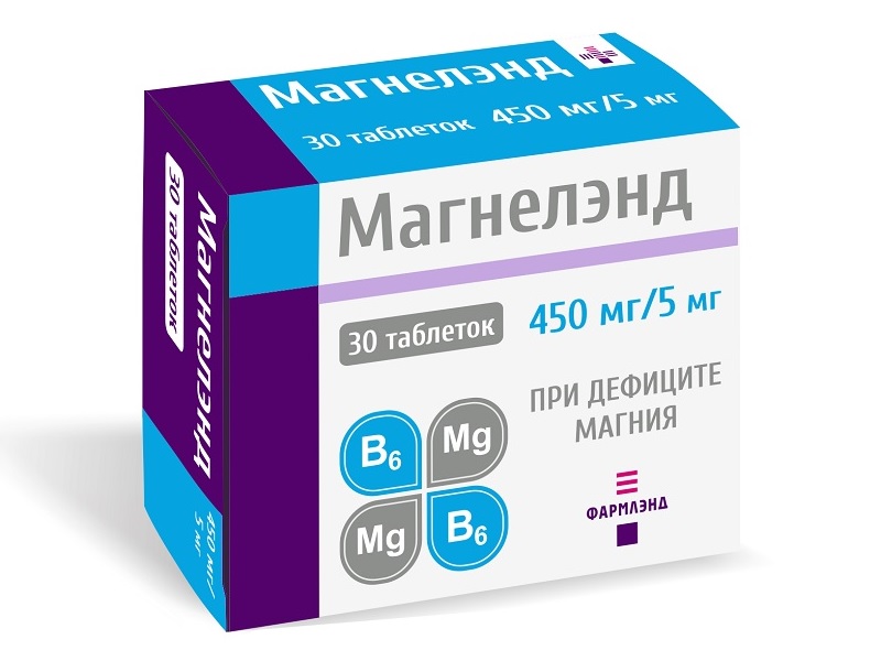 Магнелэнд В6 таблетки 450мг/5мг N30 Магнелэнд В6 таблетки 450мг/5мг N30