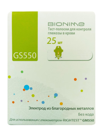 Тест-полоски GS 550 для глюкометра Bionime 25  шт
