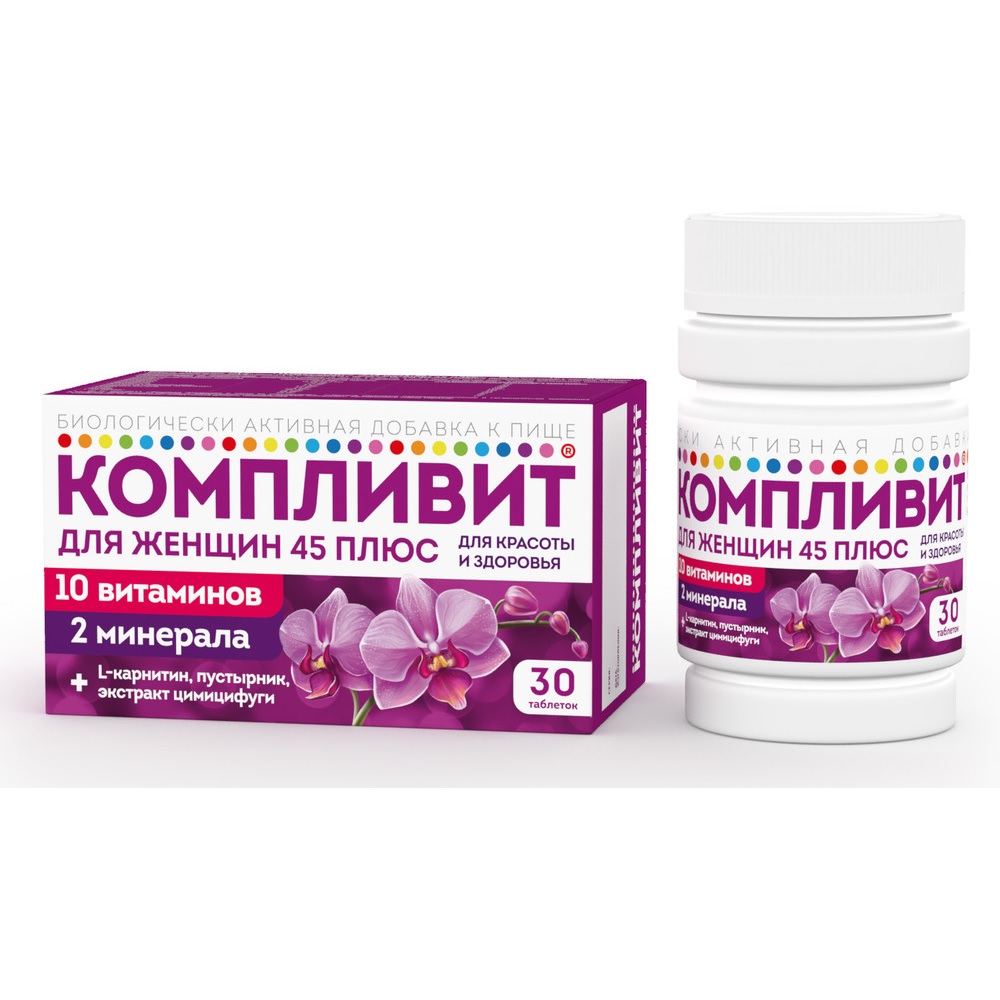Компливит для женщин 45 плюс таблетки 840мг N30 Компливит Компливит для женщин 45 плюс таблетки 840мг N30 Компливит