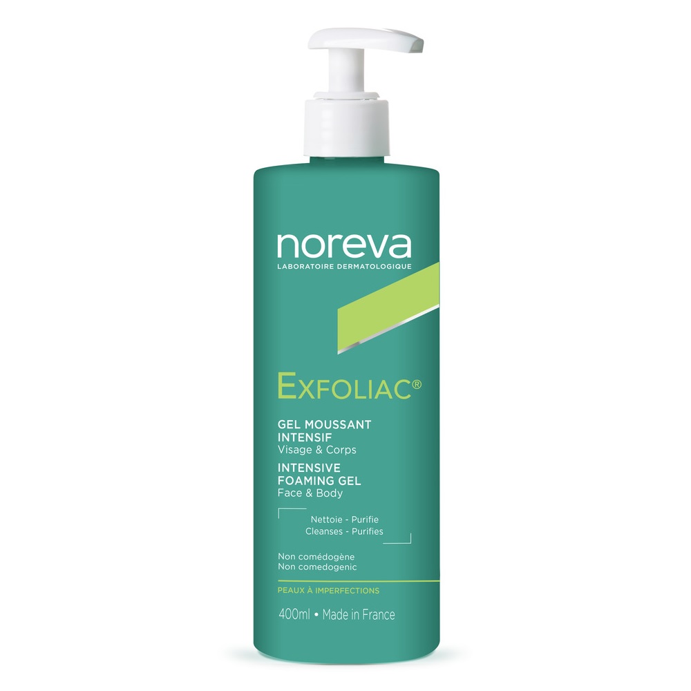 Интенсивный пенящийся гель для лица и тела Noreva Exfoliac 400  мл