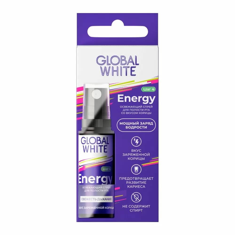 Освежающий спрей для полости рта со вкусом корицы Global White Energy 12  мл