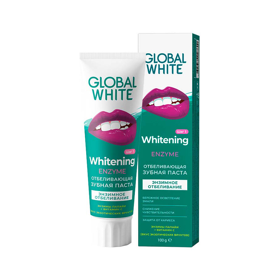 Зубная паста Энзимное отбеливание Global White 100  мл Зубная паста Энзимное отбеливание Global White 100  мл