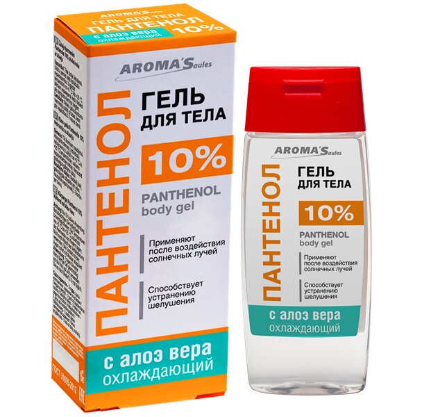 Гель для тела Пантенол 10% охлаждающий с алоэ вера AROMA’Saules 100  мл