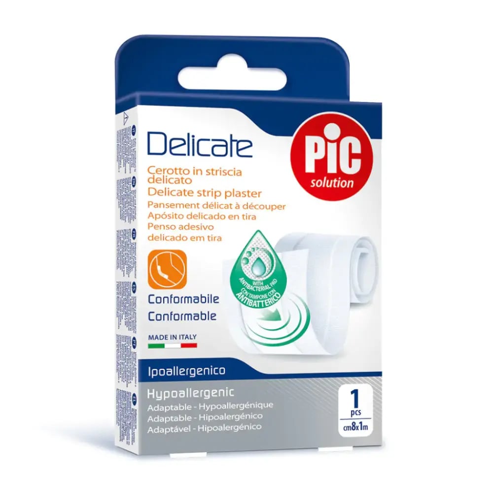 Пластырь Delicate с антибактериальной подушечкой для чувствительной кожи 8см*1м 1  шт