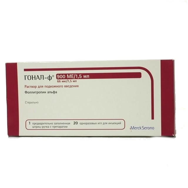 Гонал-Ф р-р д/подкожн введ 66мкг(900МЕ)/1,5мл в шприц-ручке в компл 20игл в уп N1 Гонал-Ф р-р д/подкожн введ 66мкг(900МЕ)/1,5мл в шприц-ручке в компл 20игл в уп N1
