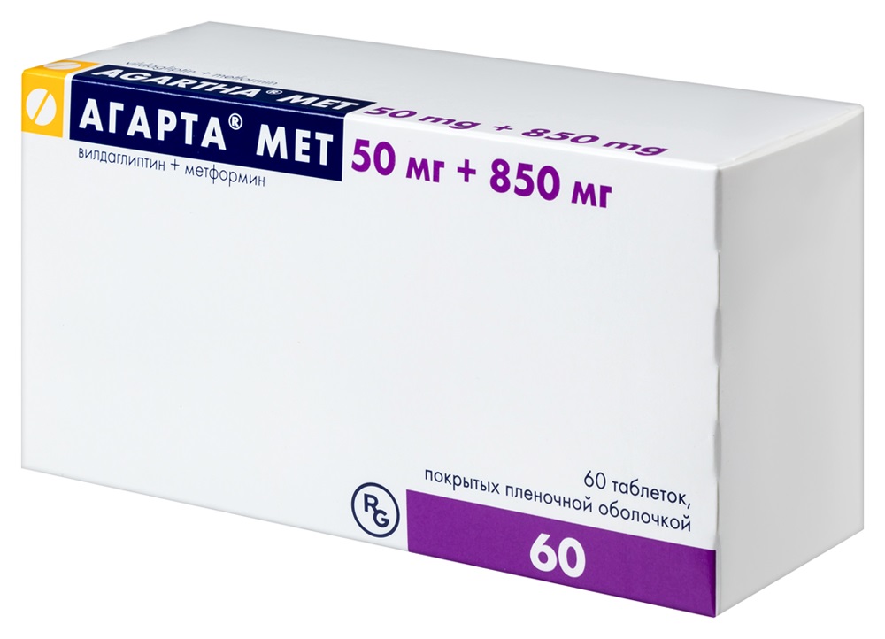 Агарта Мет таб п/о 50+850мг N10*6