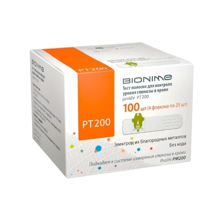 Тест-полоски PT 200 для глюкометра  к системе Prolife PM200 Bionime 100  шт