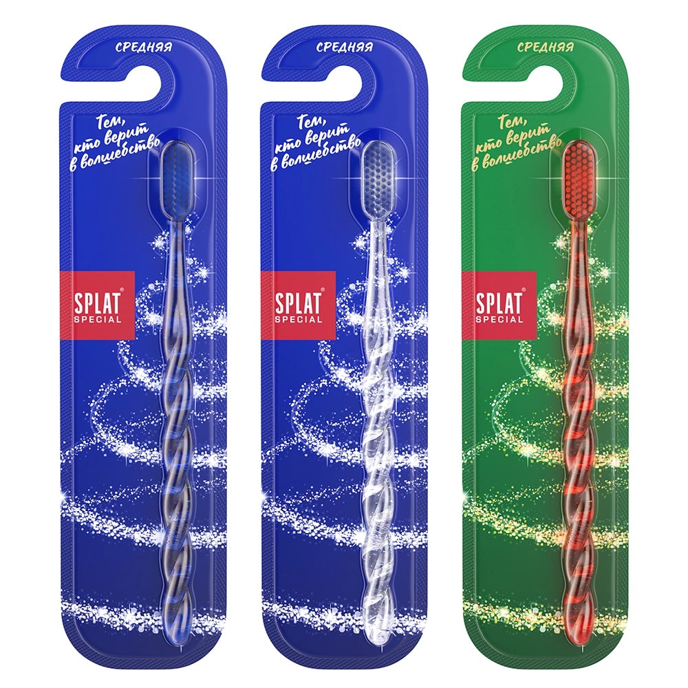 Зубная щётка комплексная Белоснежная улыбка средняя прозрачная Splat Special 1  шт