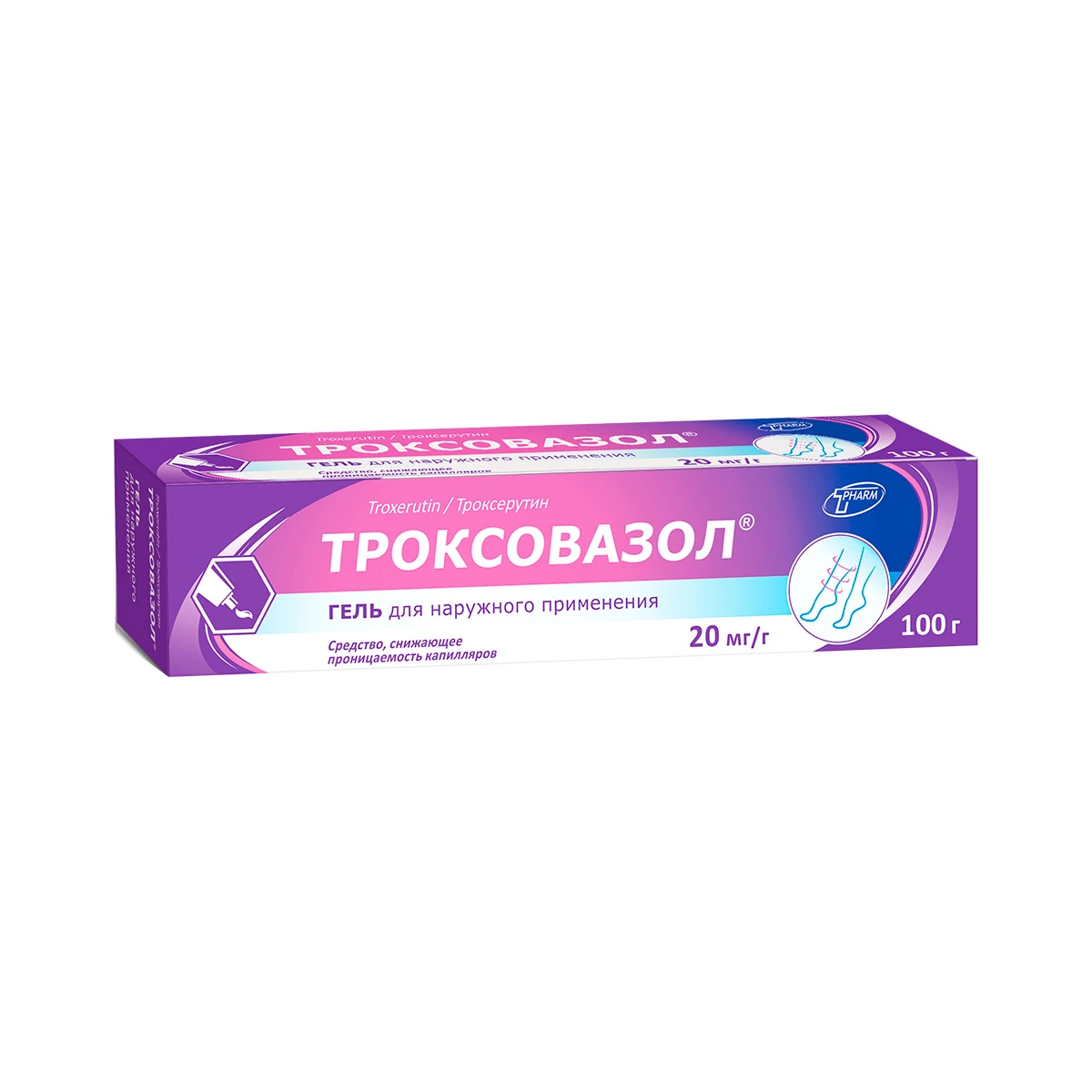 Троксовазол гель для наружного применения 20мг/г туба 100г