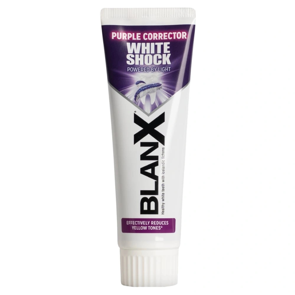 Зубная паста отбеливающая с фиолетовым корректором цвета BlanX White Shock 75  мл