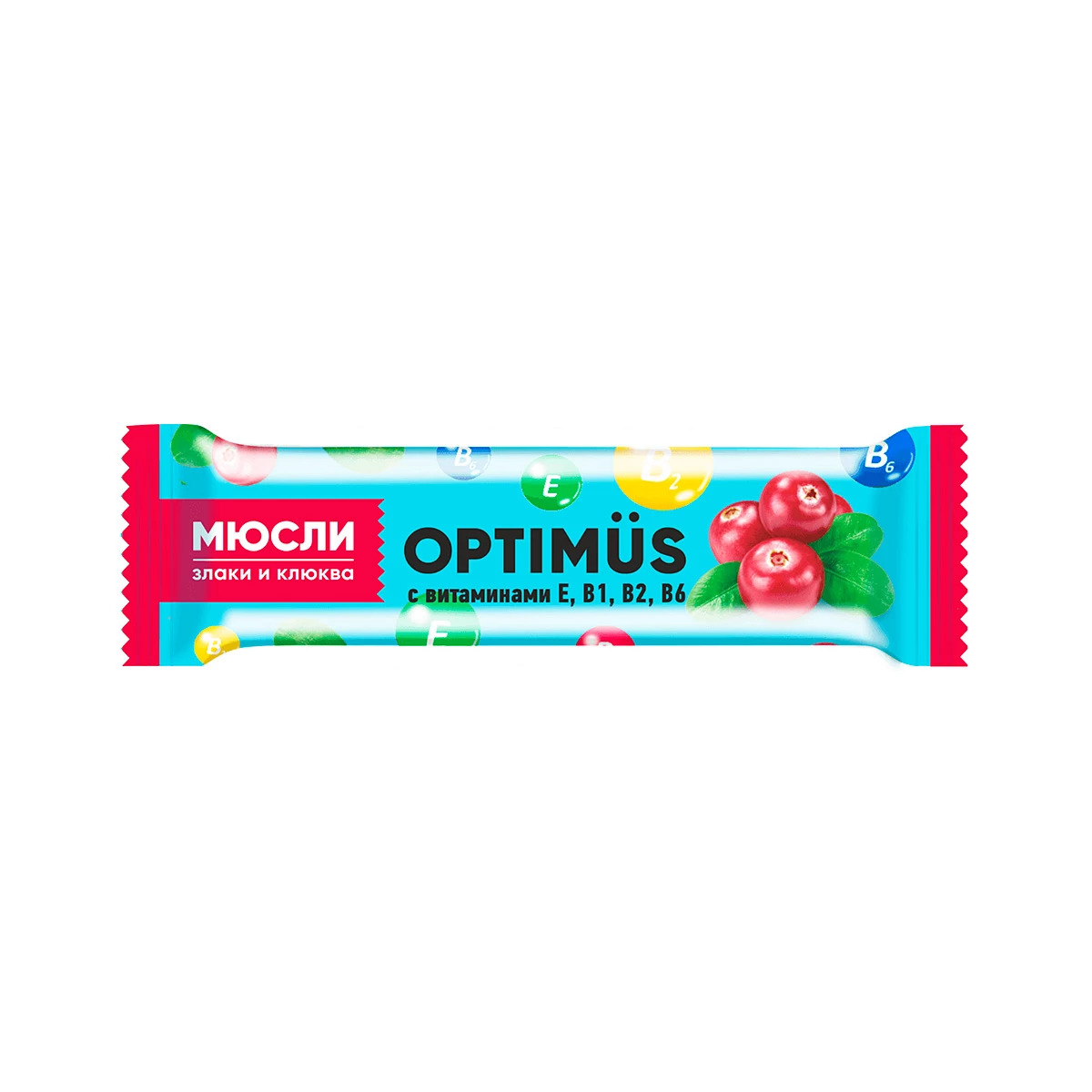 Мюсли-батончик Optimus Злаки и клюква с витаминами Е В1 В2 В6 20г Amateg 20 г Мюсли-батончик Optimus Злаки и клюква с витаминами Е В1 В2 В6 20г Amateg 20 г