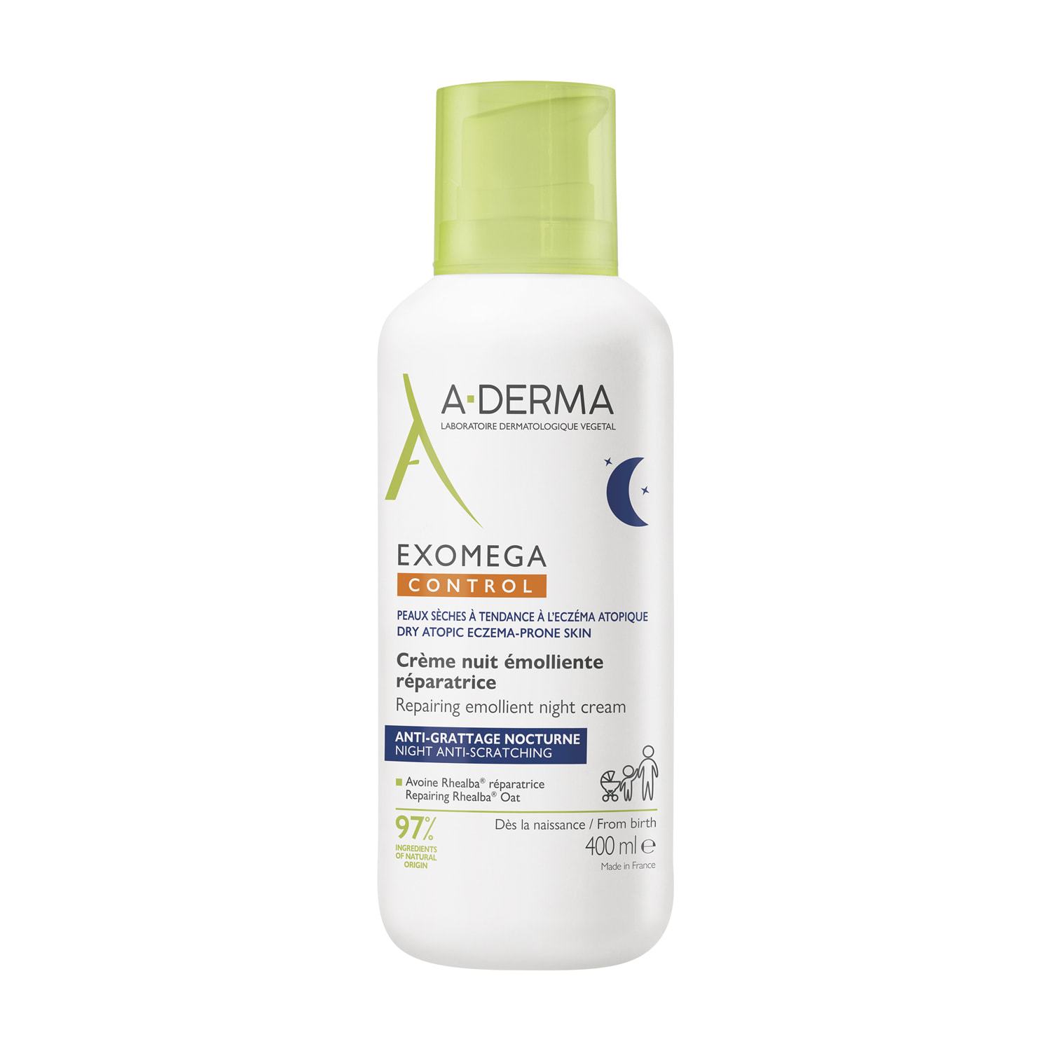 Крем-эмолент восстанавливающий смягчающий ночной A-Derma Exomega Control 400 мл